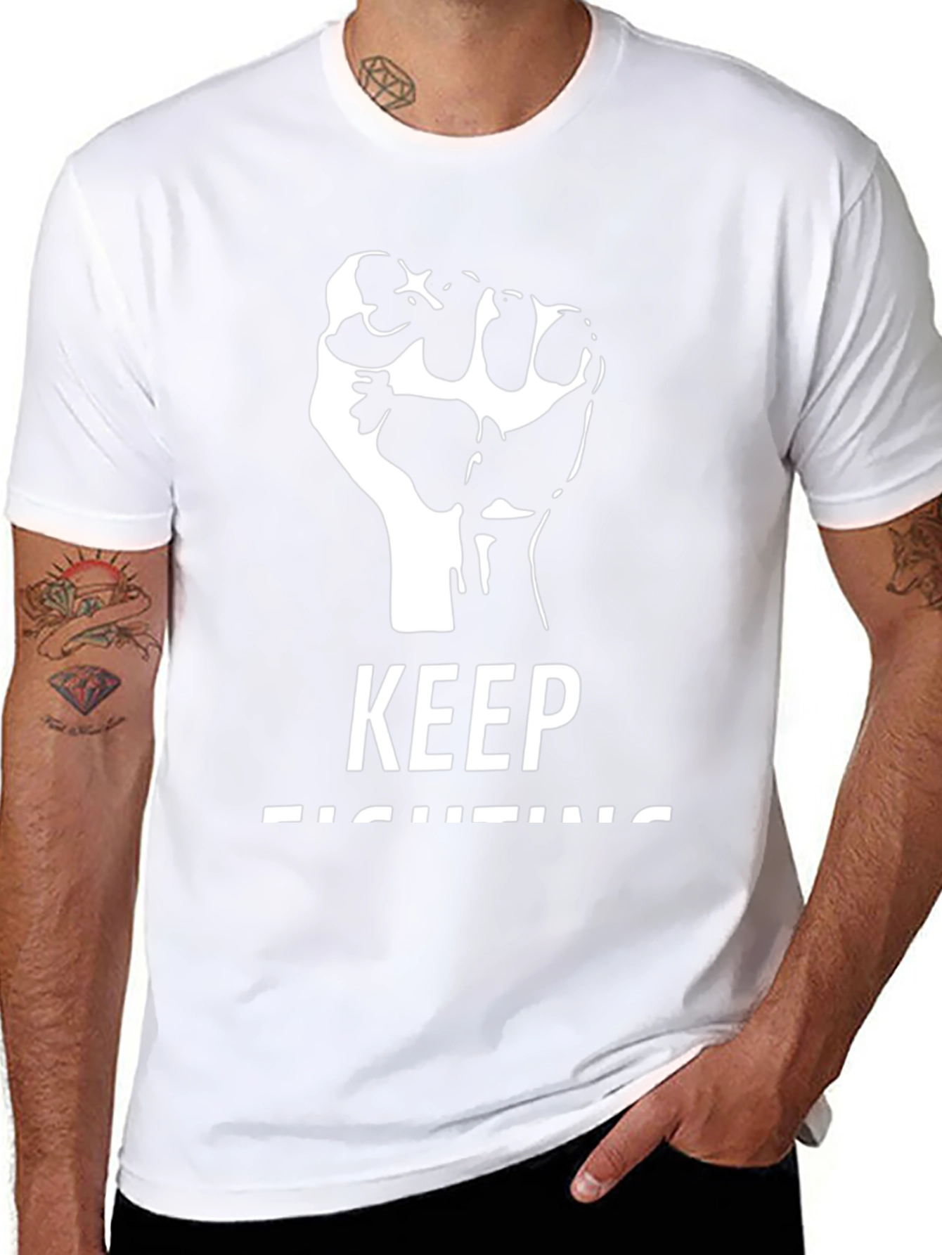 Keep Fighting T-Shirt - Black Graphic Tee