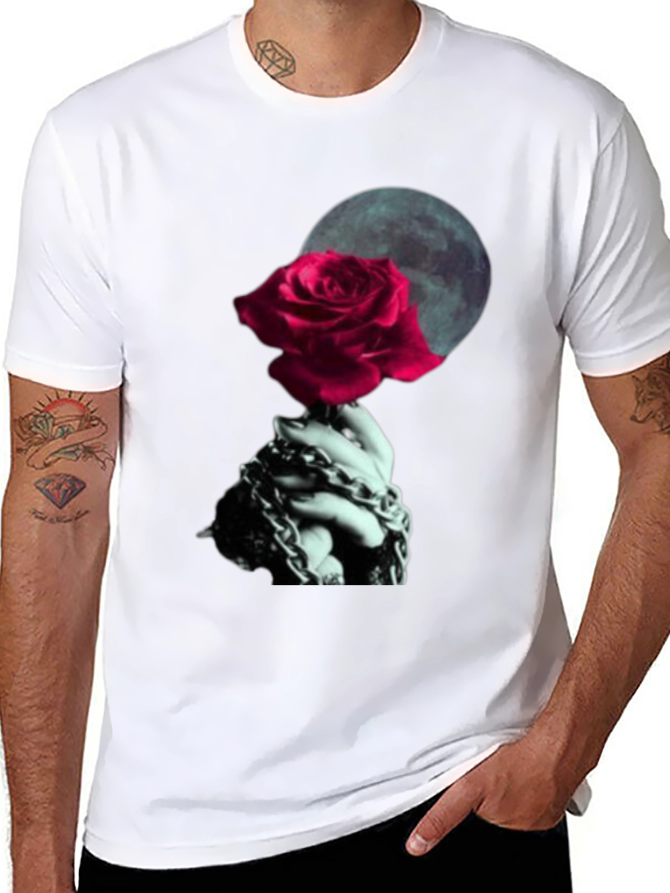 Rose & Chains Graphic T-Shirt - Dark Aesthetic Tee