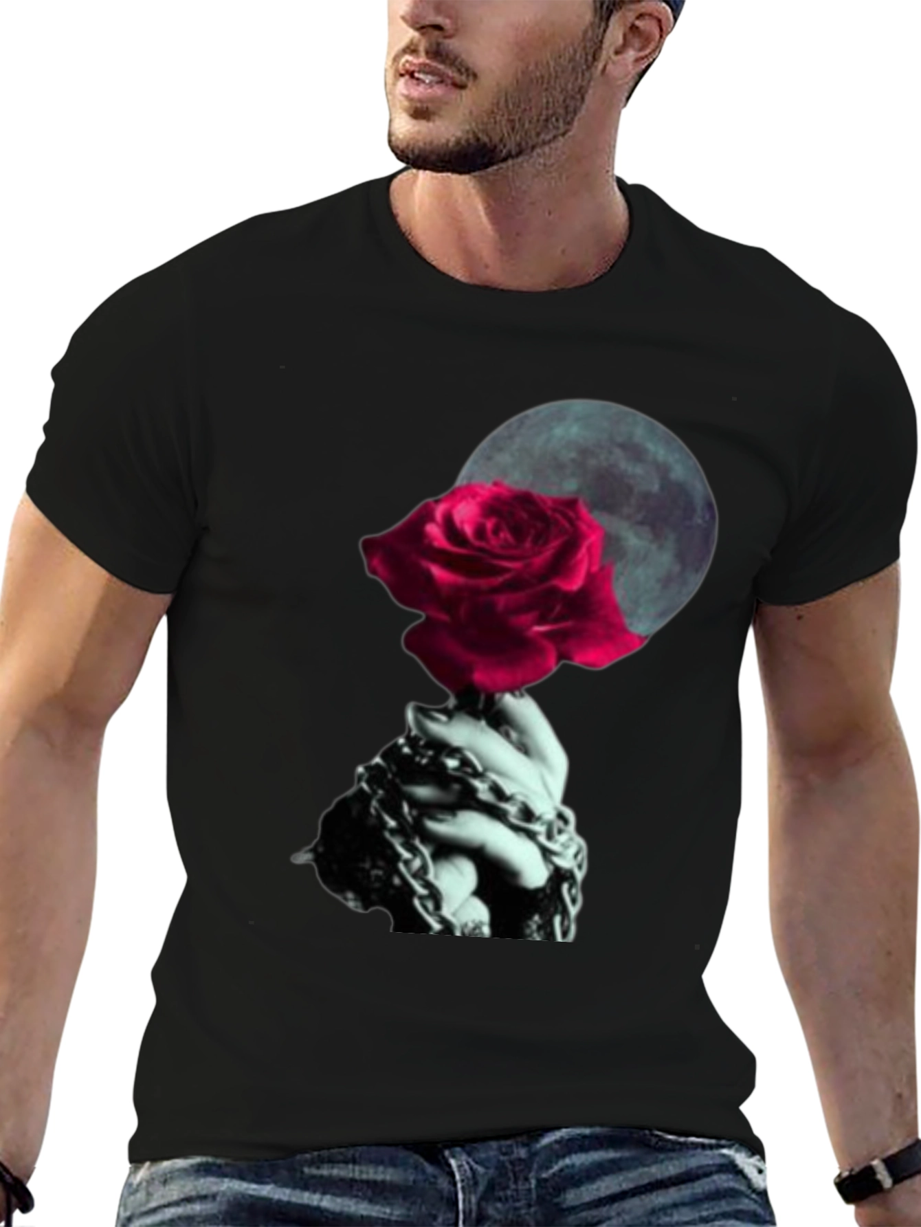 Rose & Chains Graphic T-Shirt - Dark Aesthetic Tee