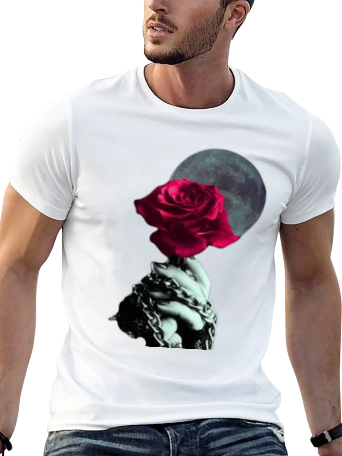 Rose & Chains Graphic T-Shirt - Dark Aesthetic Tee