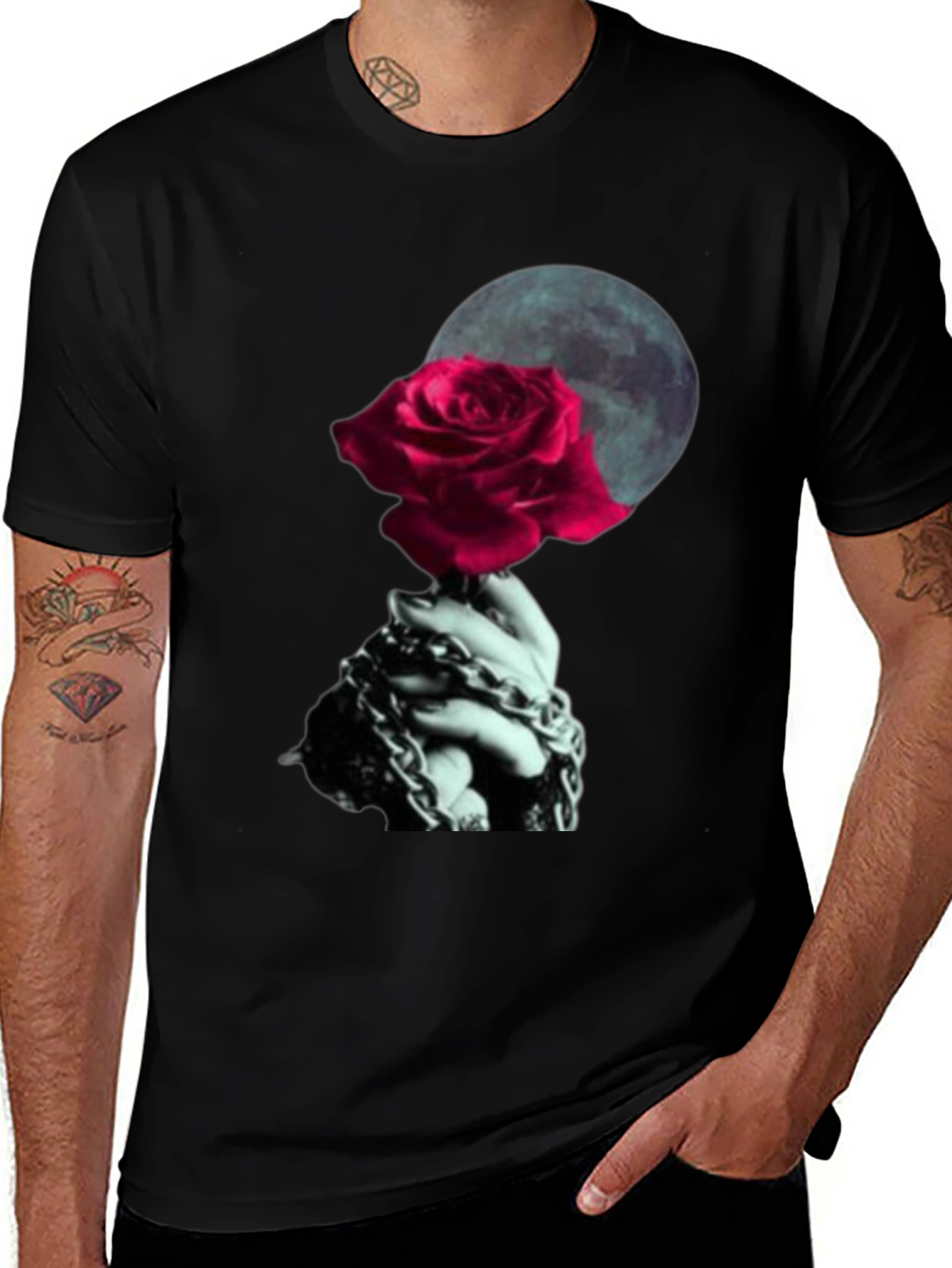 Rose & Chains Graphic T-Shirt - Dark Aesthetic Tee