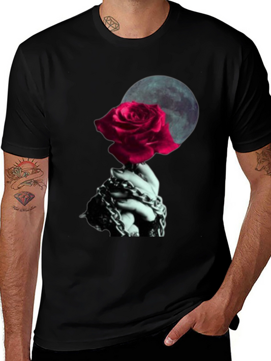 Rose & Chains Graphic T-Shirt - Dark Aesthetic Tee