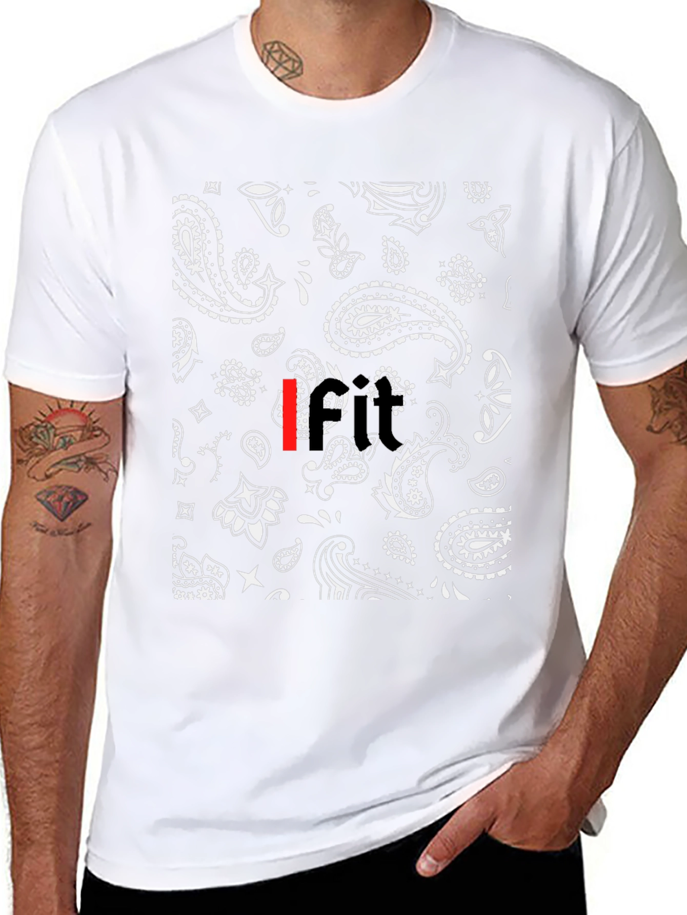 Black Bandana Paisley Print Mens T-Shirt