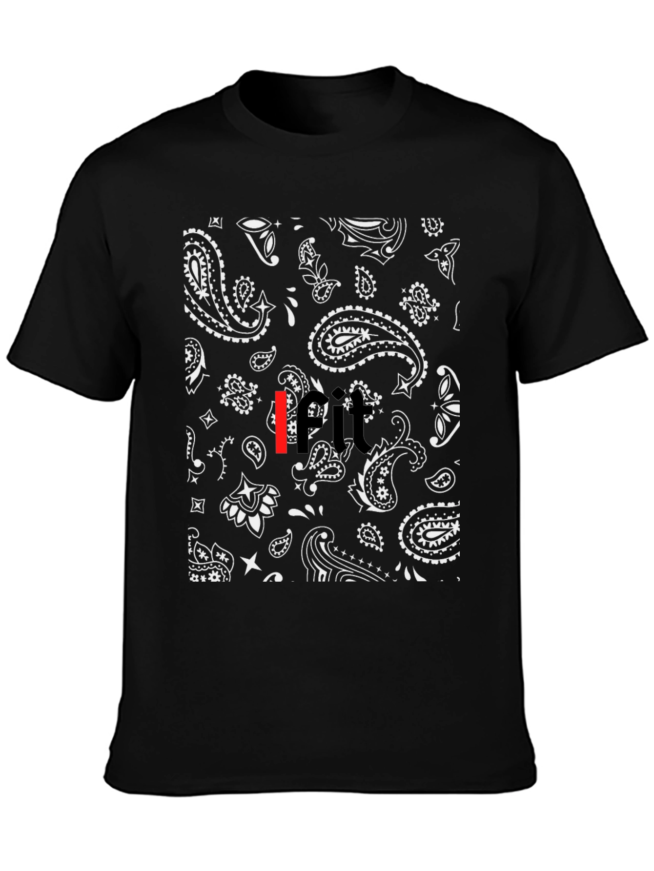 Black Bandana Paisley Print Mens T-Shirt