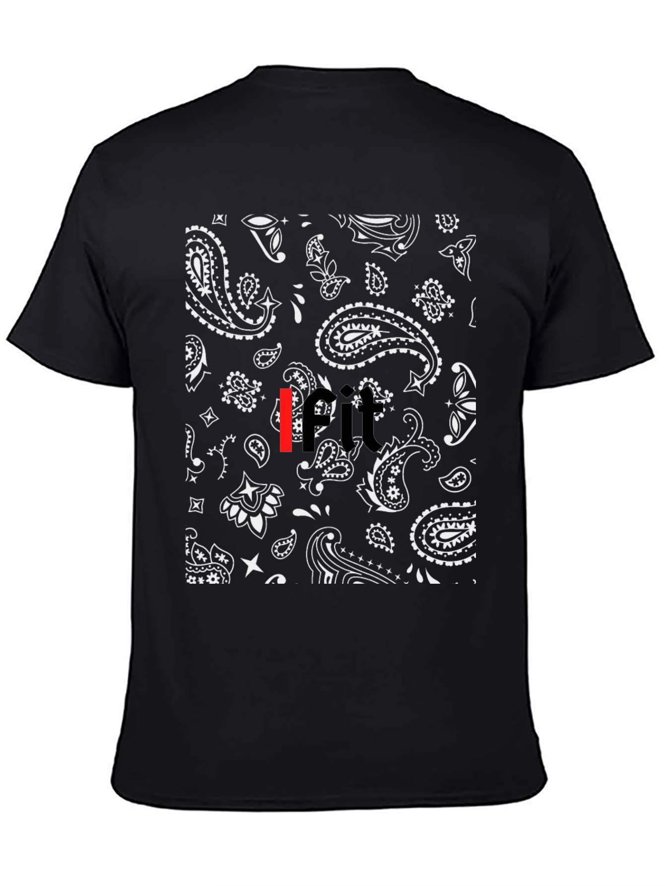 Black Bandana Paisley Print Mens T-Shirt