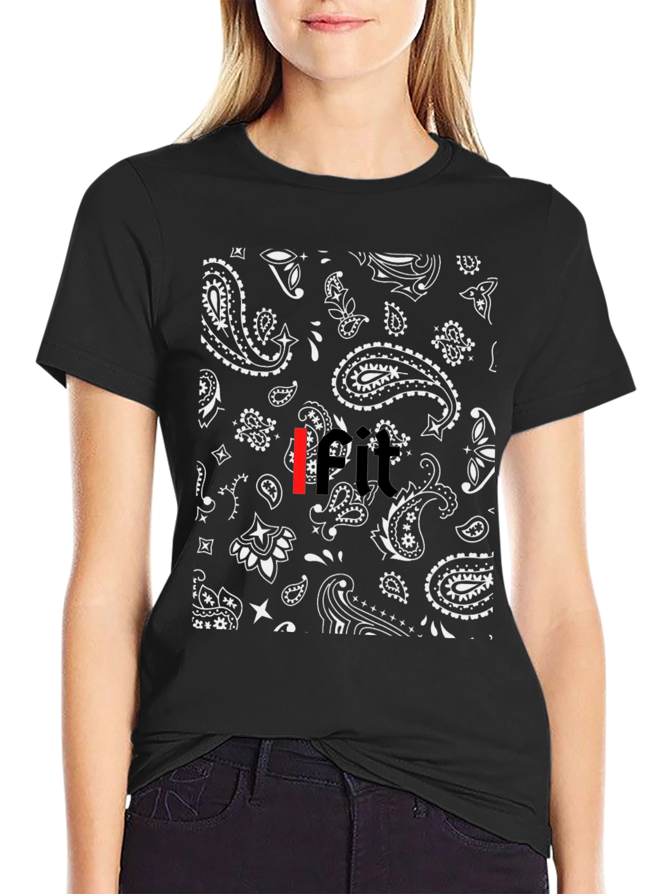 Black Bandana Paisley Print Mens T-Shirt