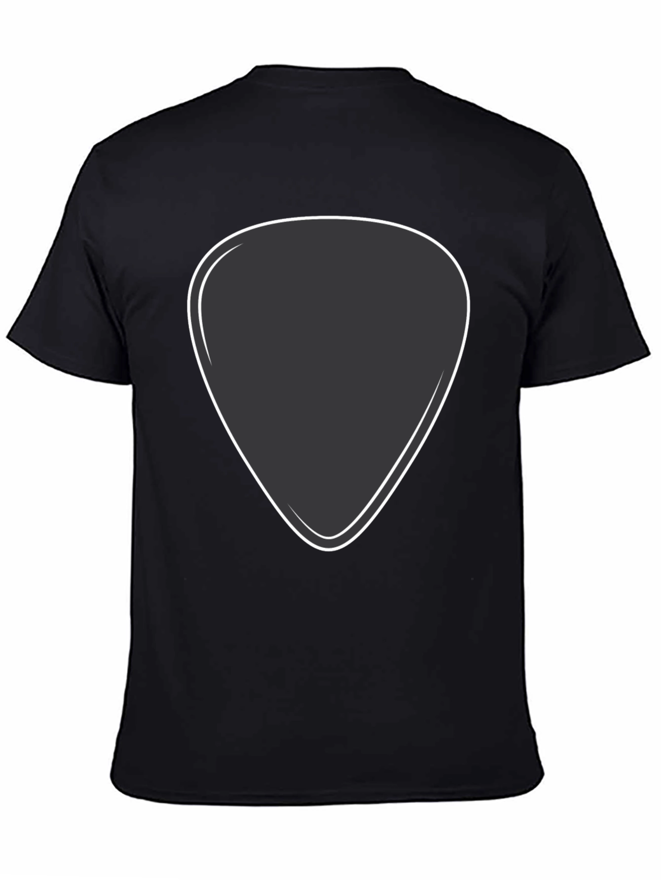 Black T-Shirt with Guitar Pick Design