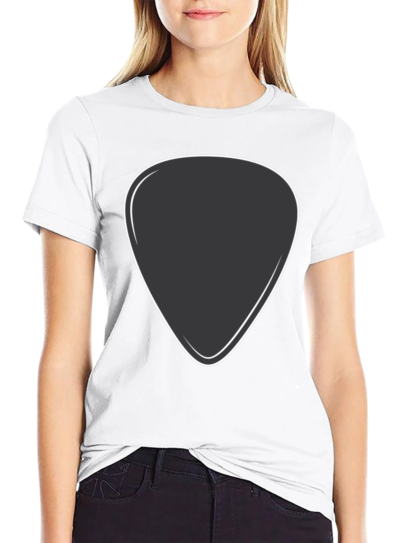 Black T-Shirt with Guitar Pick Design