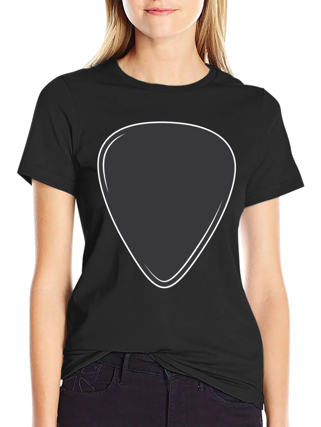 Black T-Shirt with Guitar Pick Design