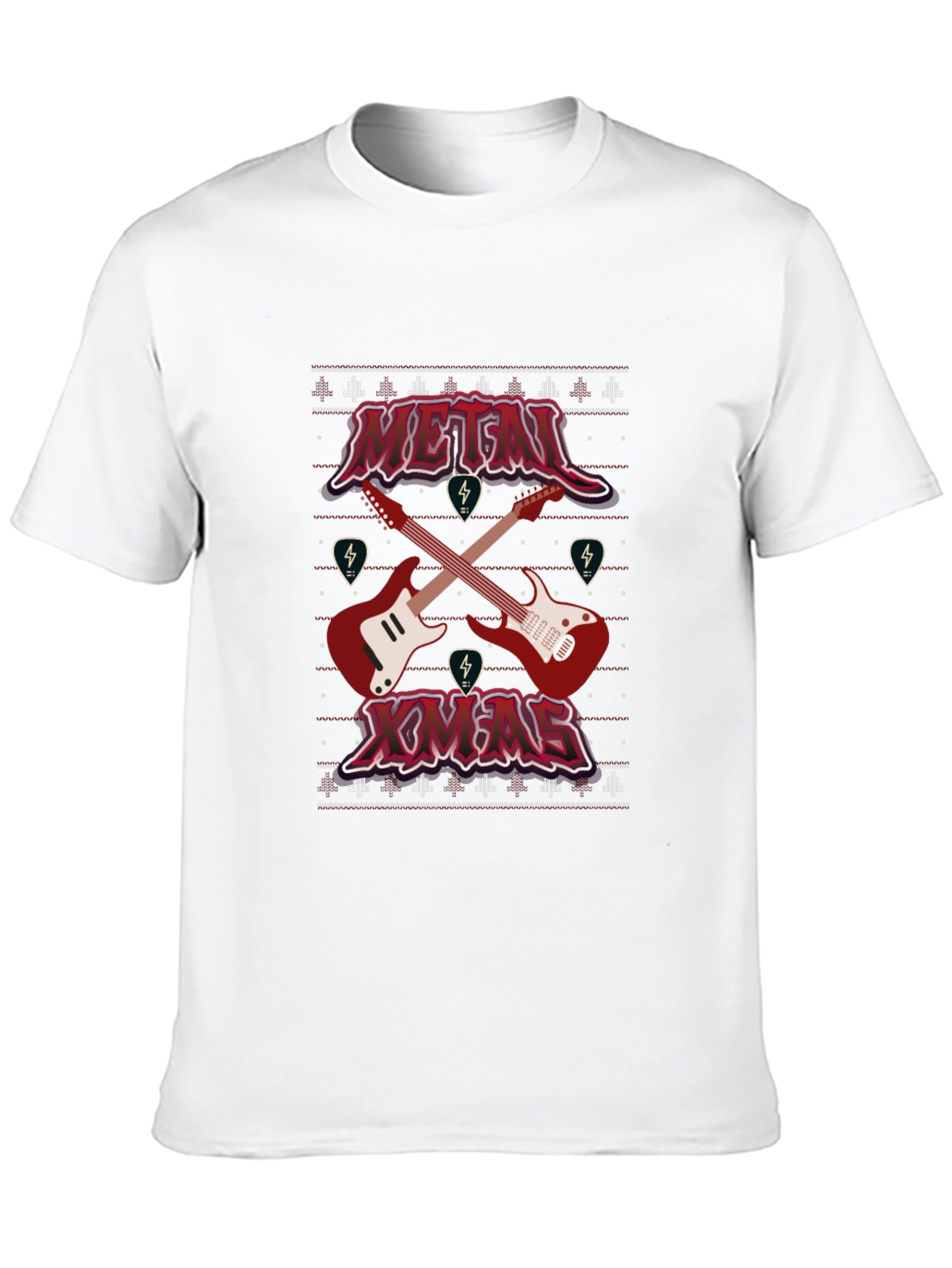 Metal Xmas Guitar Graphic T-Shirt