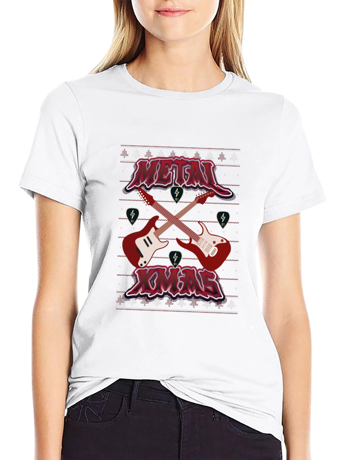 Metal Xmas Guitar Graphic T-Shirt