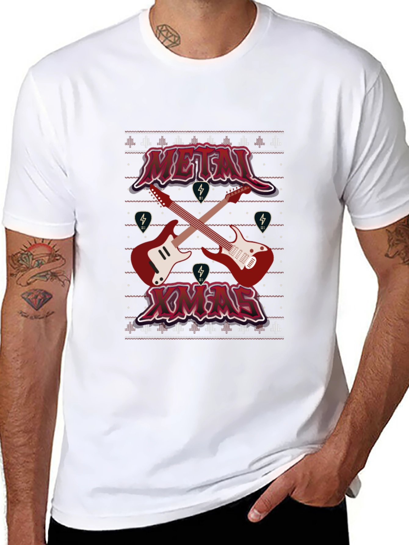Metal Xmas Guitar Graphic T-Shirt
