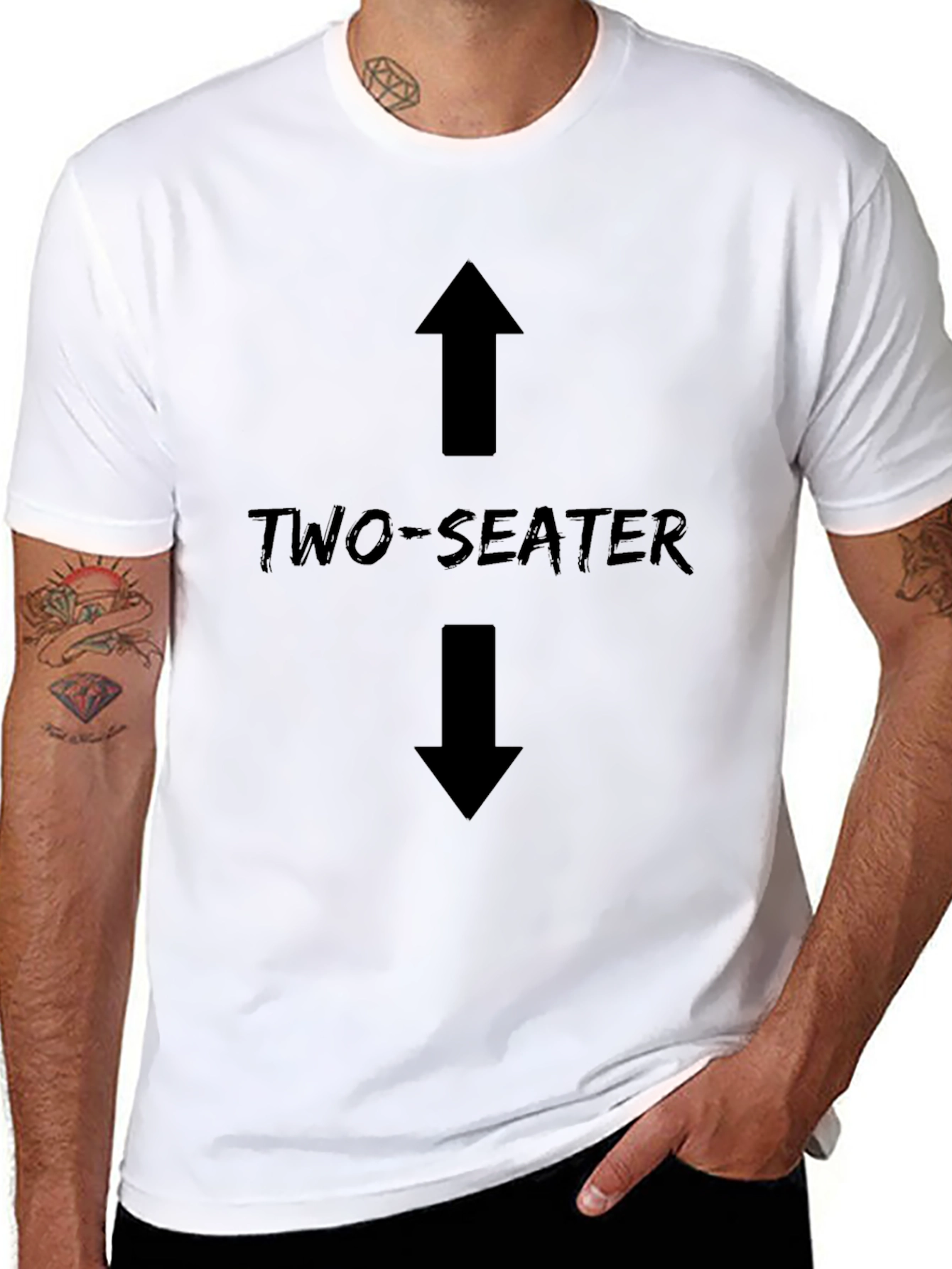 Two-Seater Graphic Tee - Funny Directional Humor T-Shirt