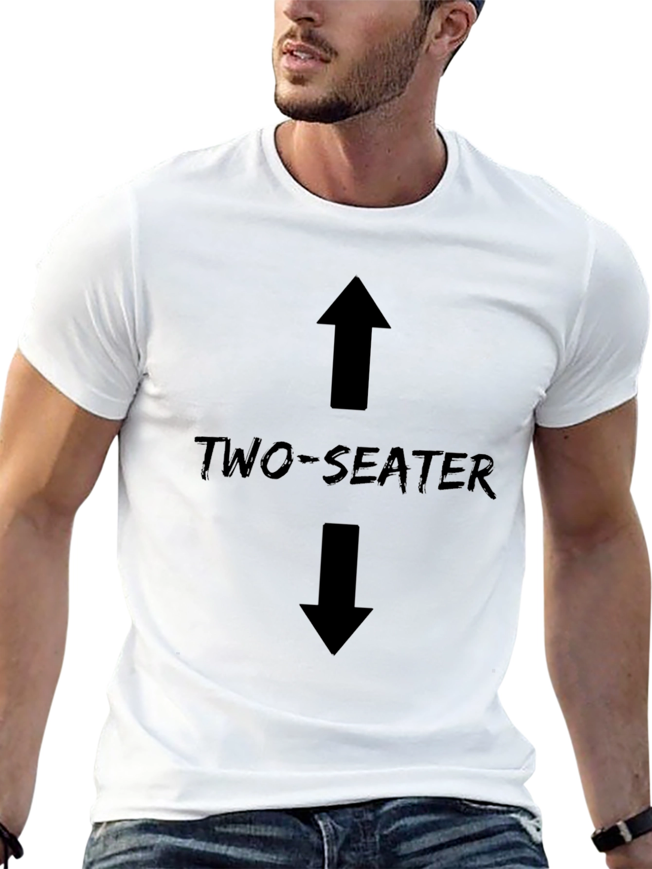 Two-Seater Graphic Tee - Funny Directional Humor T-Shirt