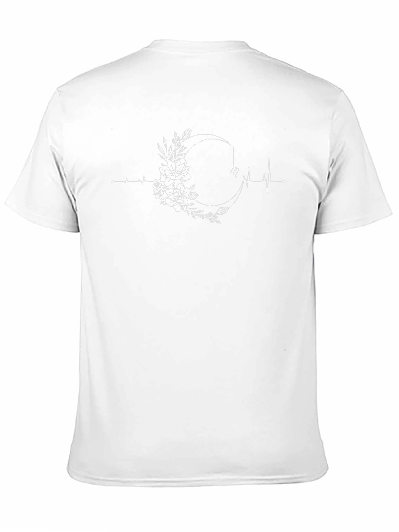 Floral Moon Heartbeat Graphic Tee - Black
