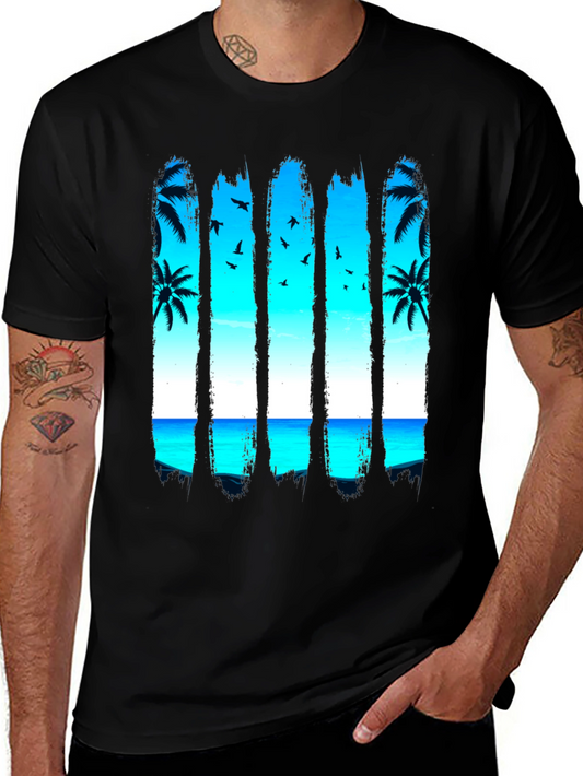 Tropical Palm Tree Beach Graphic T-Shirt