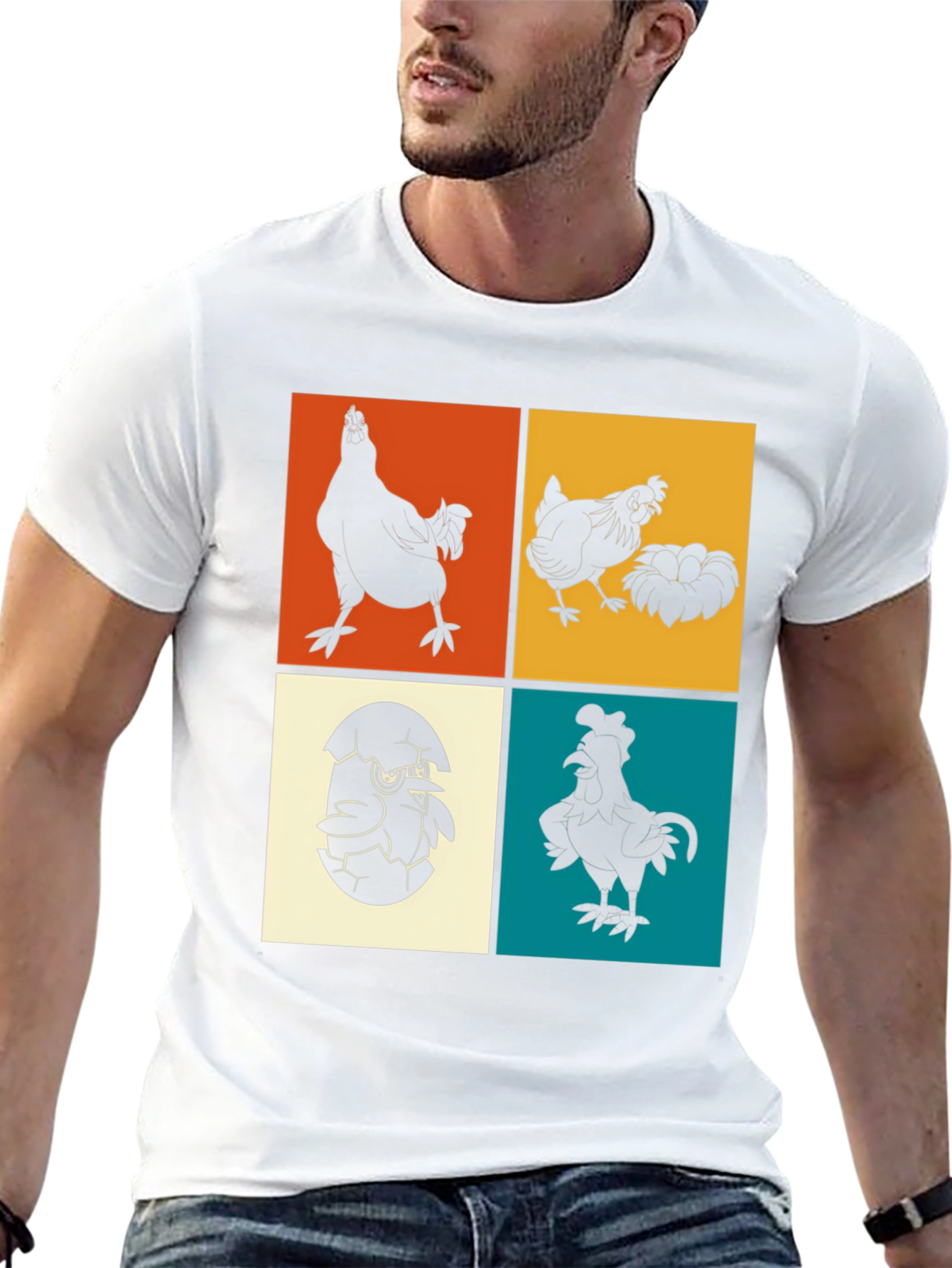 Retro Chicken Silhouette Graphic Tee