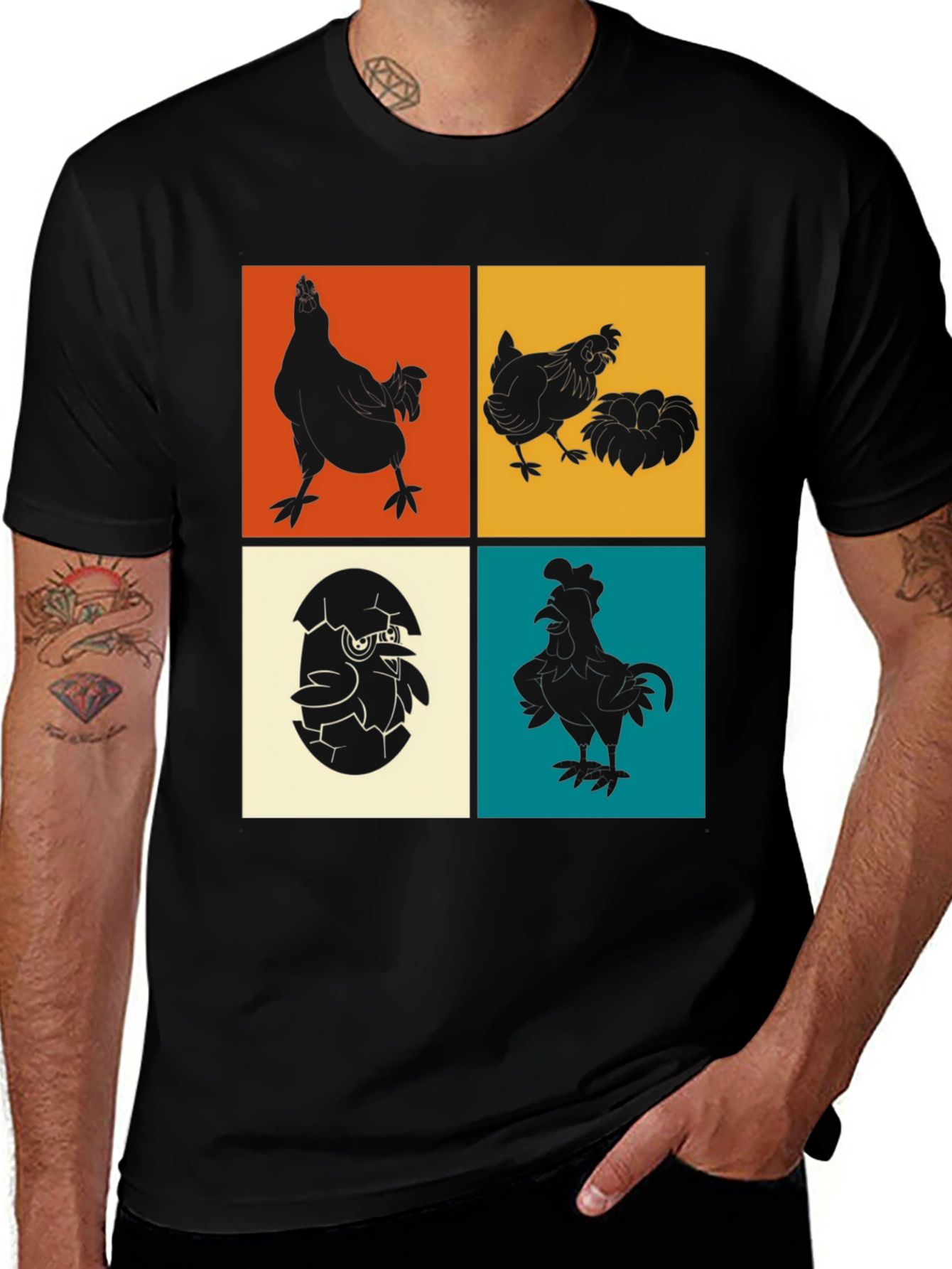 Retro Chicken Silhouette Graphic Tee