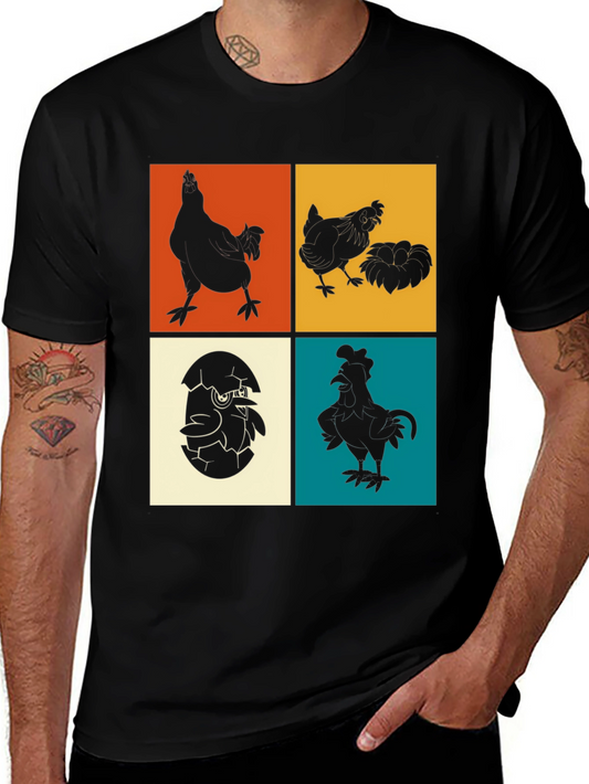Retro Chicken Silhouette Graphic Tee