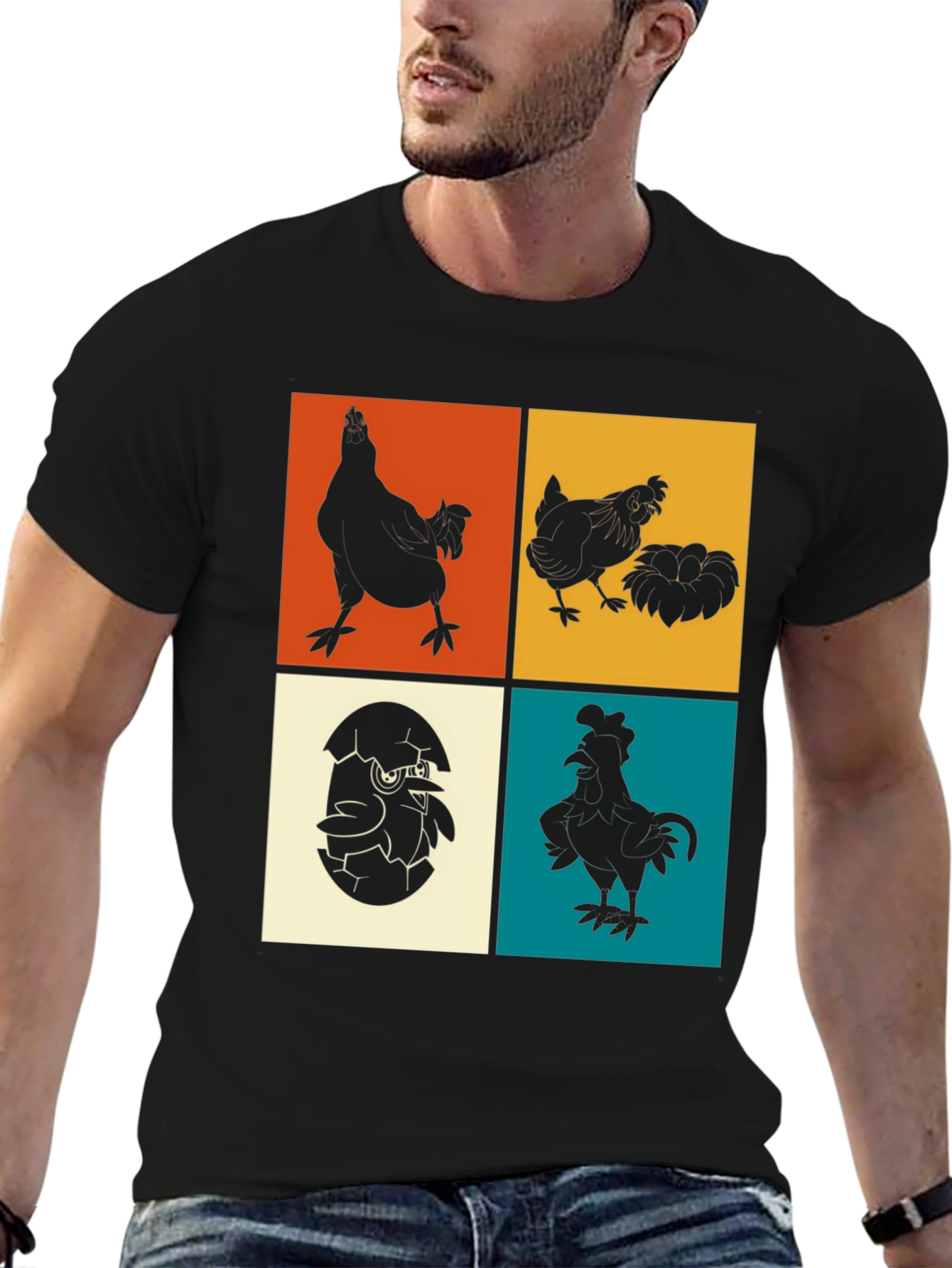 Retro Chicken Silhouette Graphic Tee