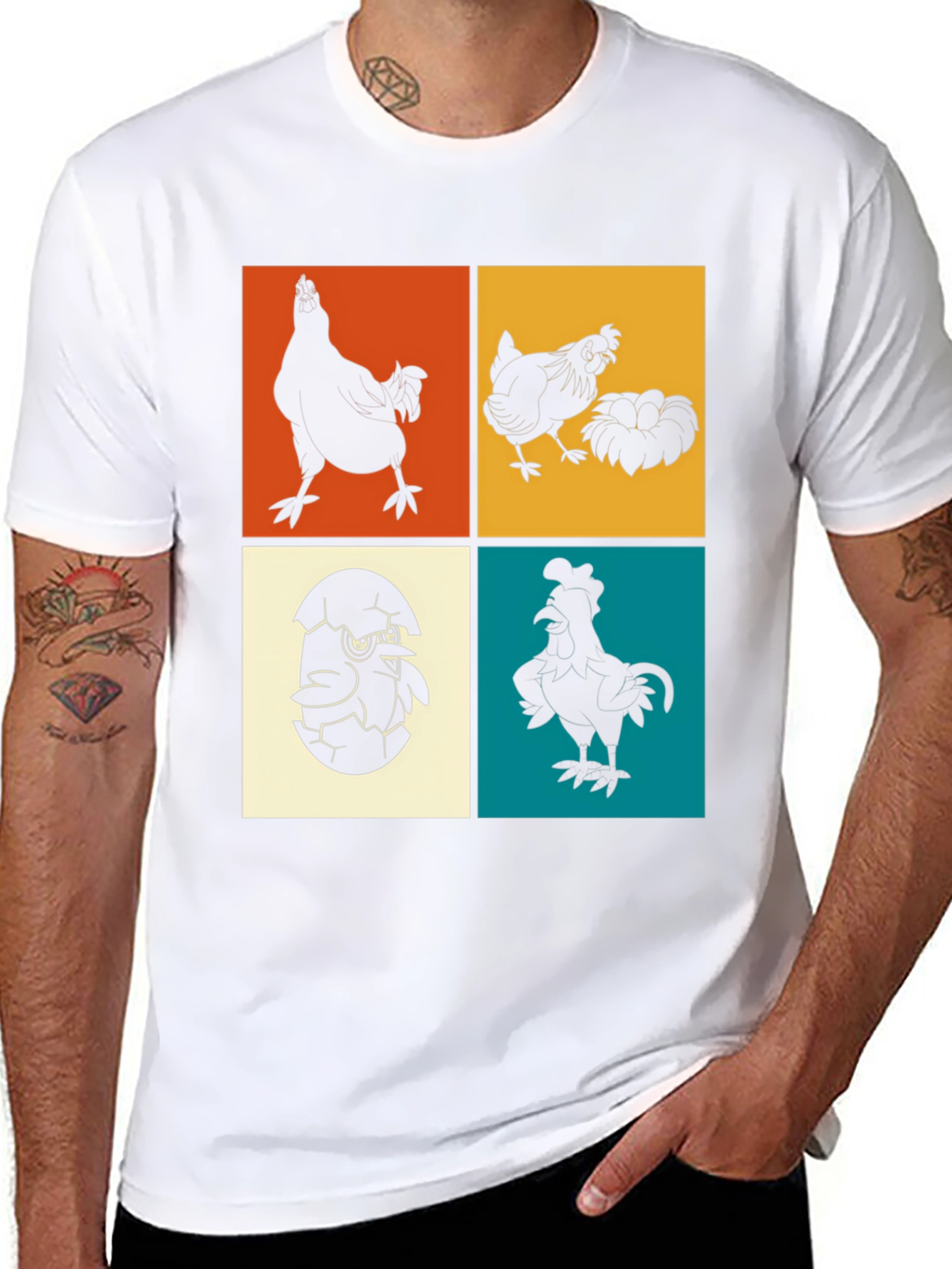 Retro Chicken Silhouette Graphic Tee