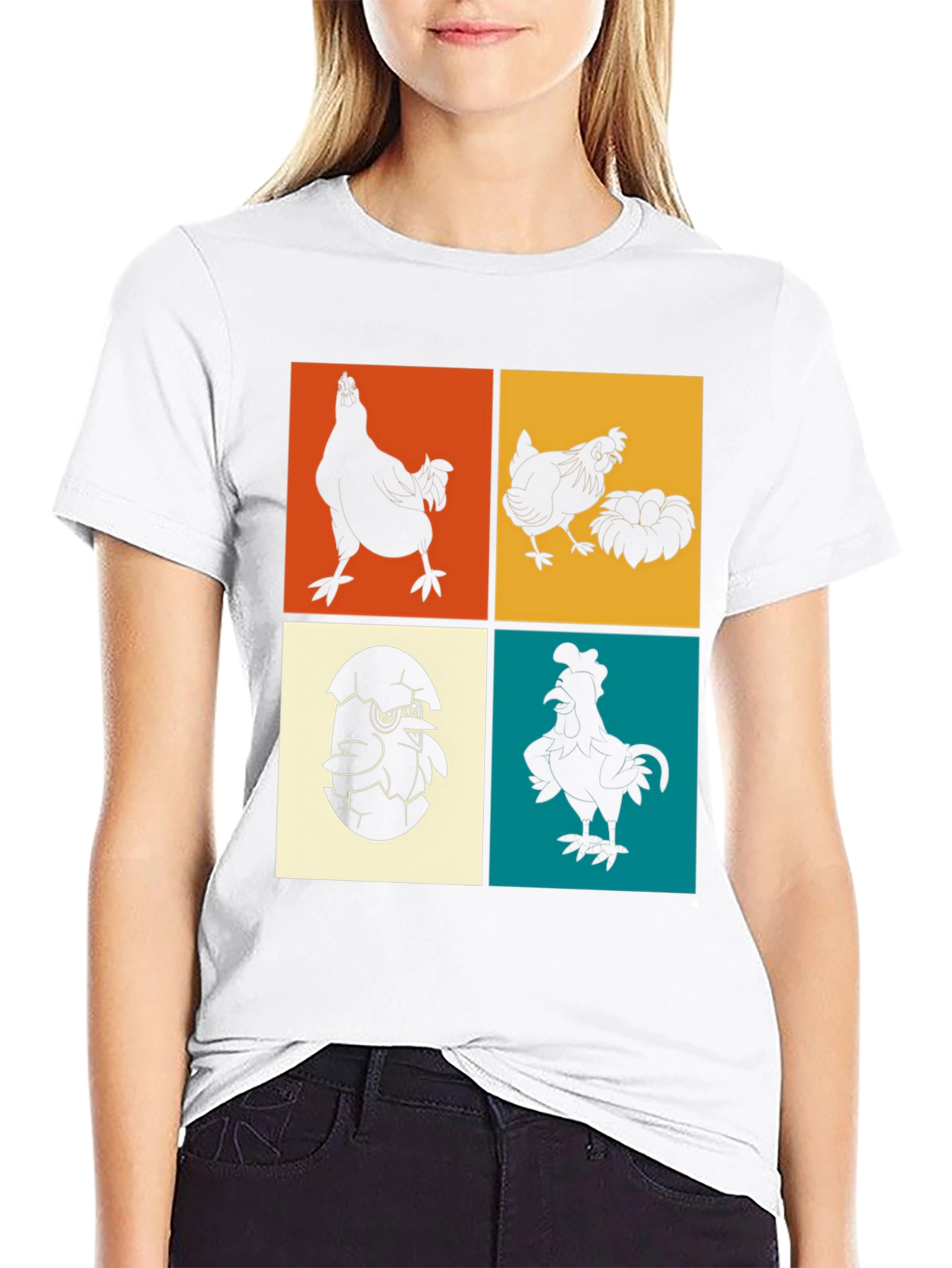 Retro Chicken Silhouette Graphic Tee