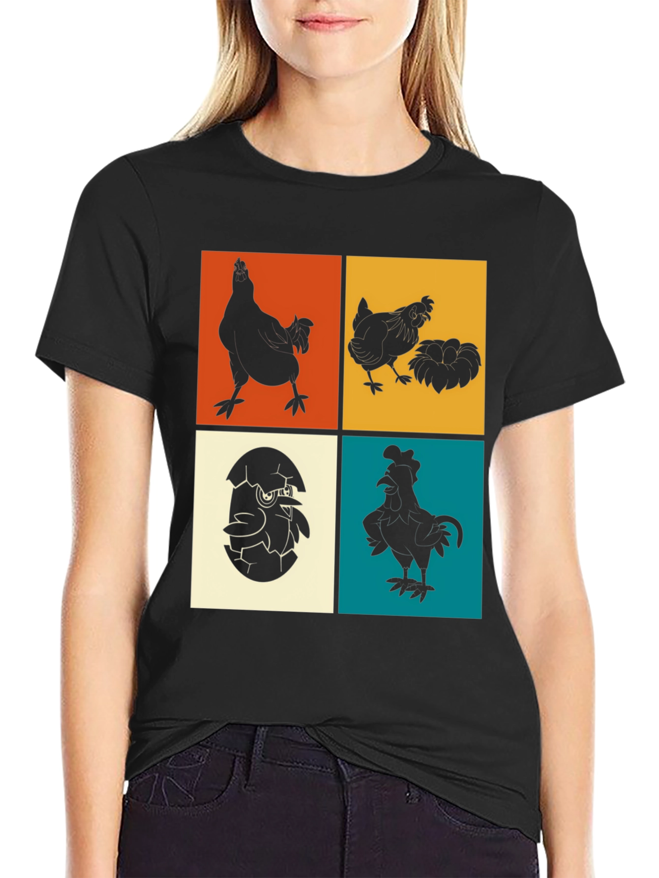 Retro Chicken Silhouette Graphic Tee