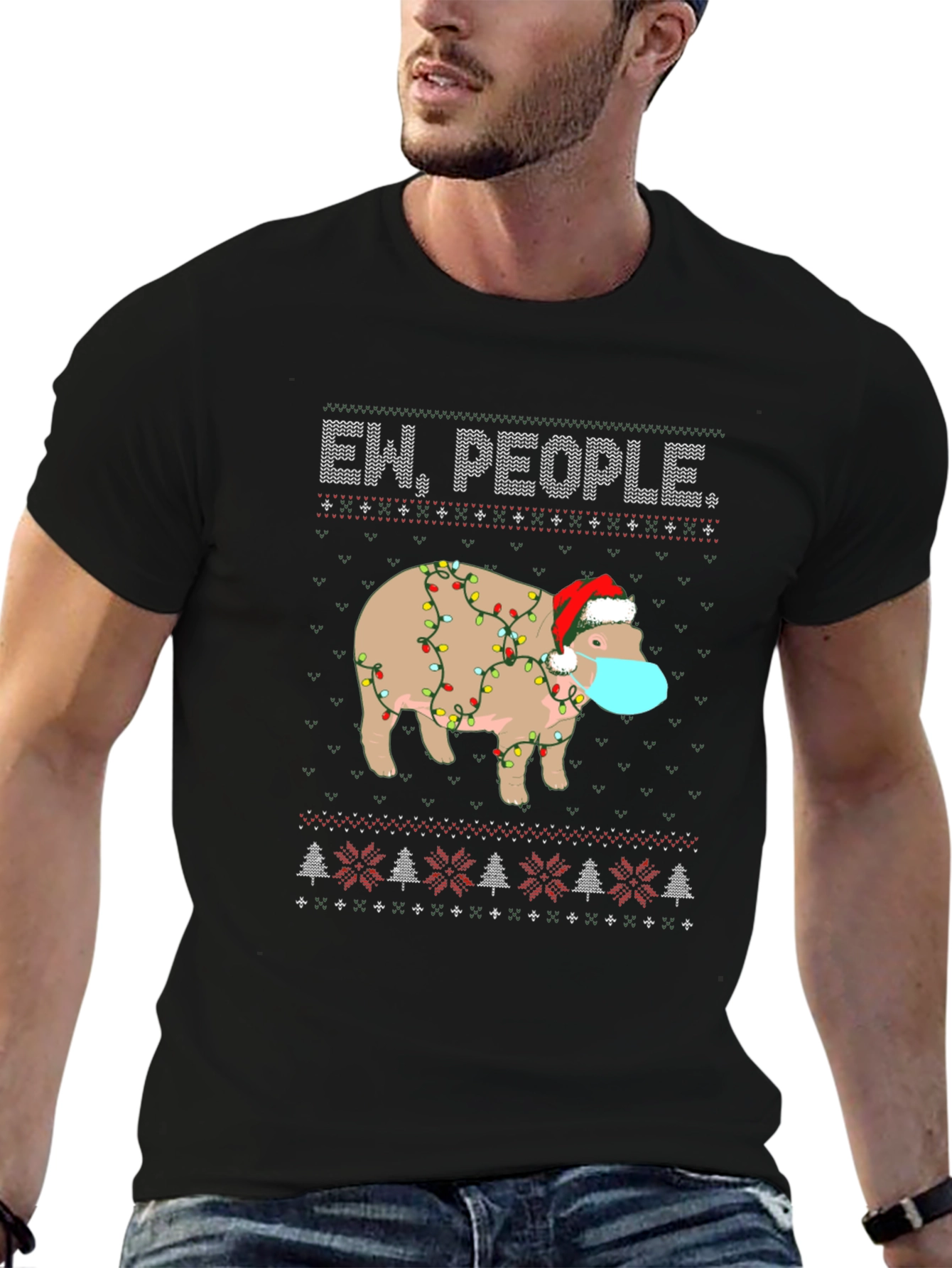 Ew People Christmas Hippo T-Shirt