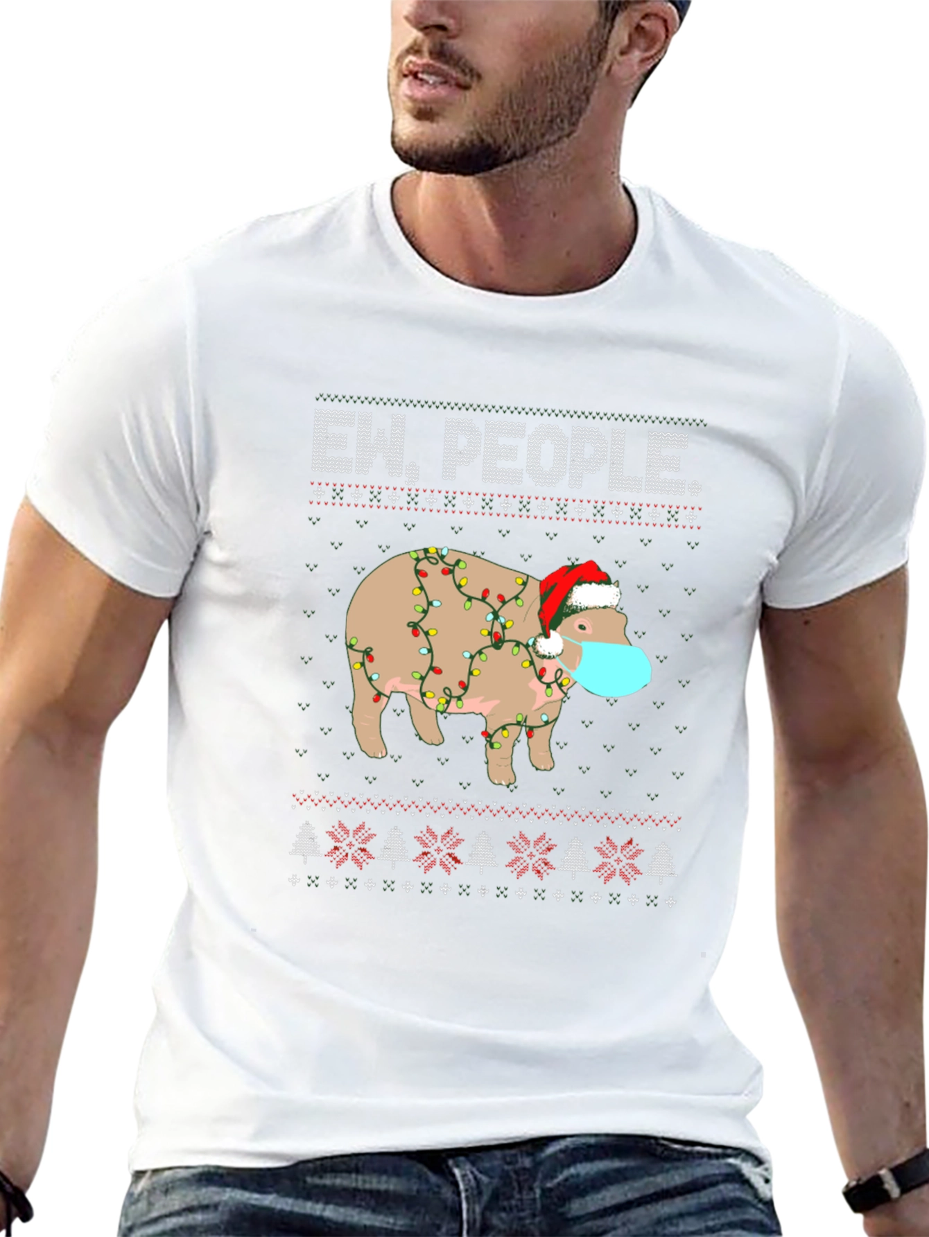 Ew People Christmas Hippo T-Shirt