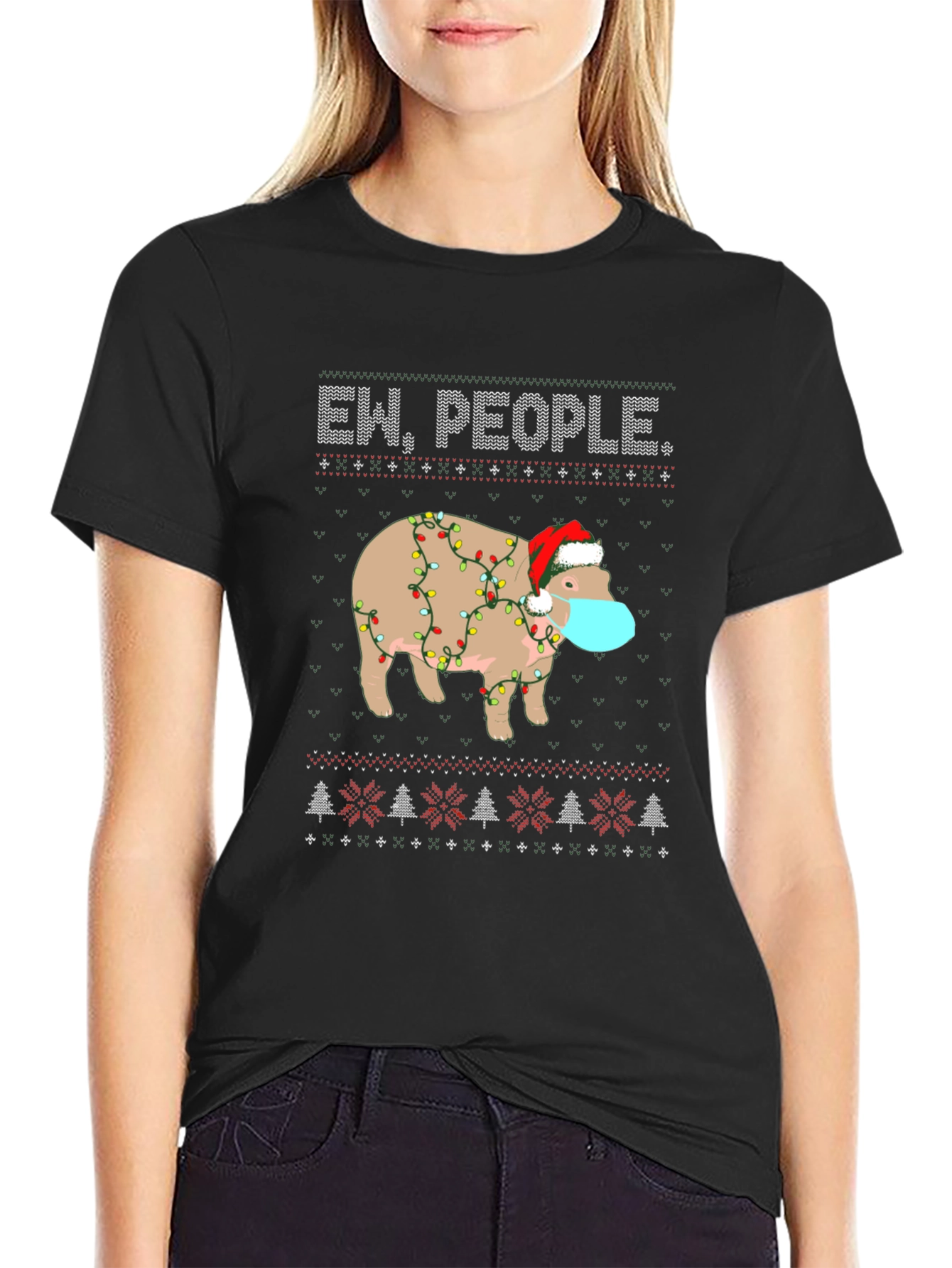 Ew People Christmas Hippo T-Shirt