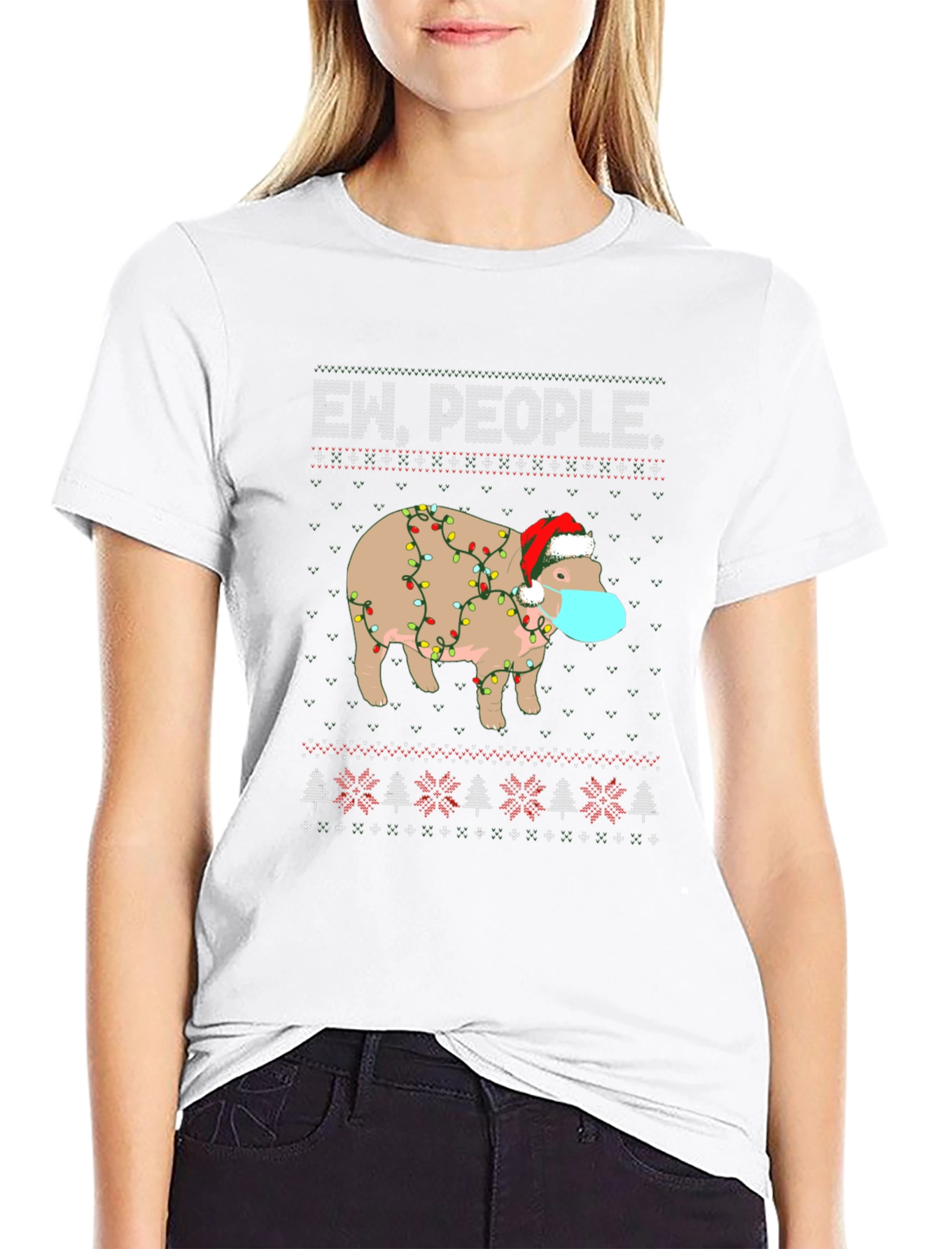 Ew People Christmas Hippo T-Shirt