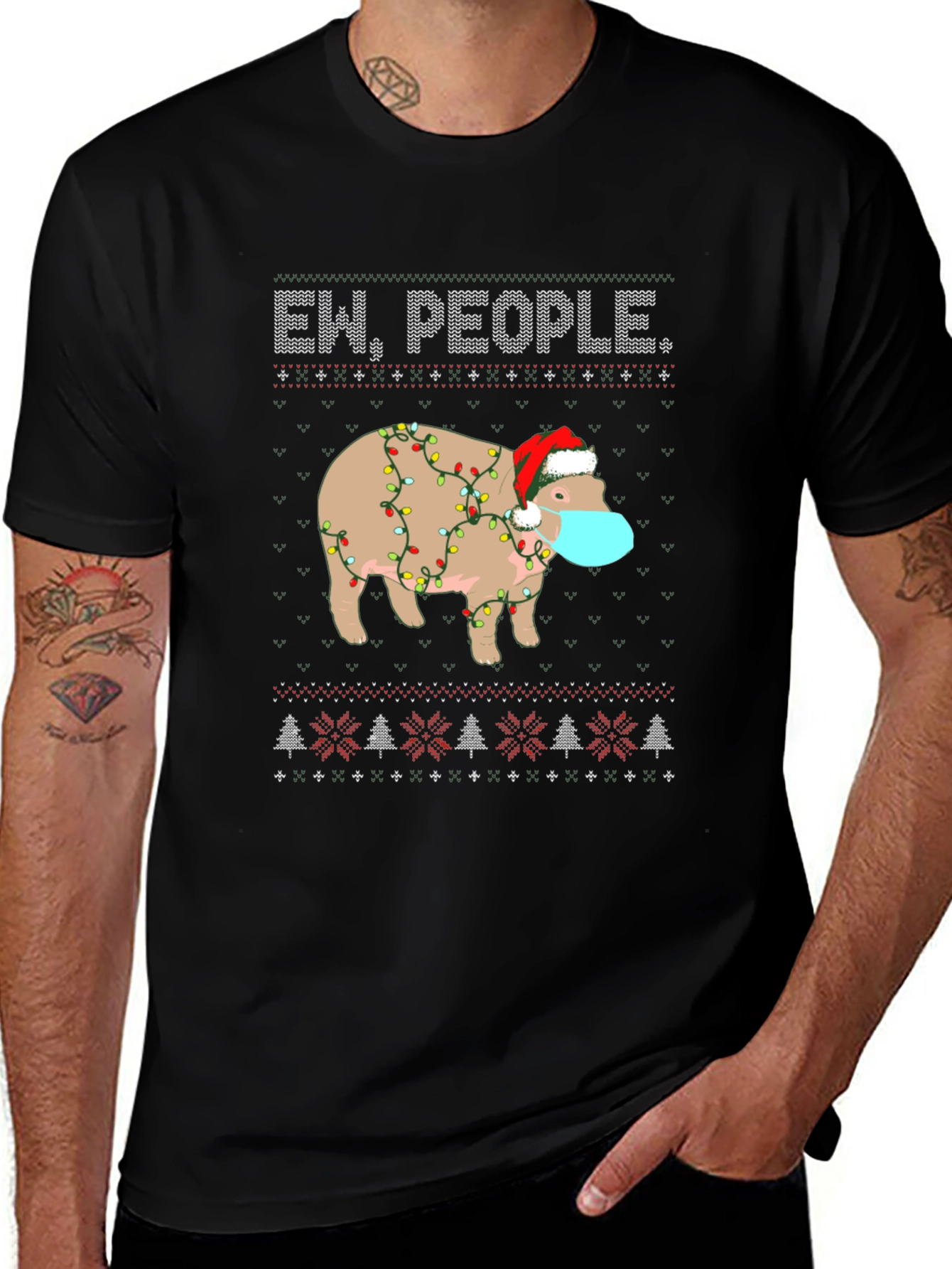 Ew People Christmas Hippo T-Shirt