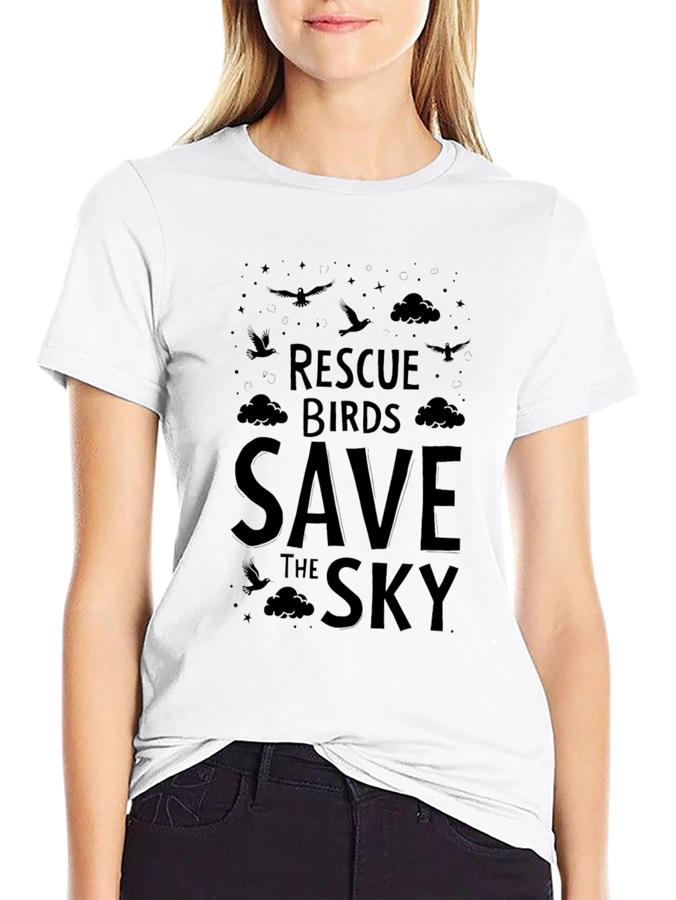 Rescue Birds Save the Sky Graphic Tee - Black