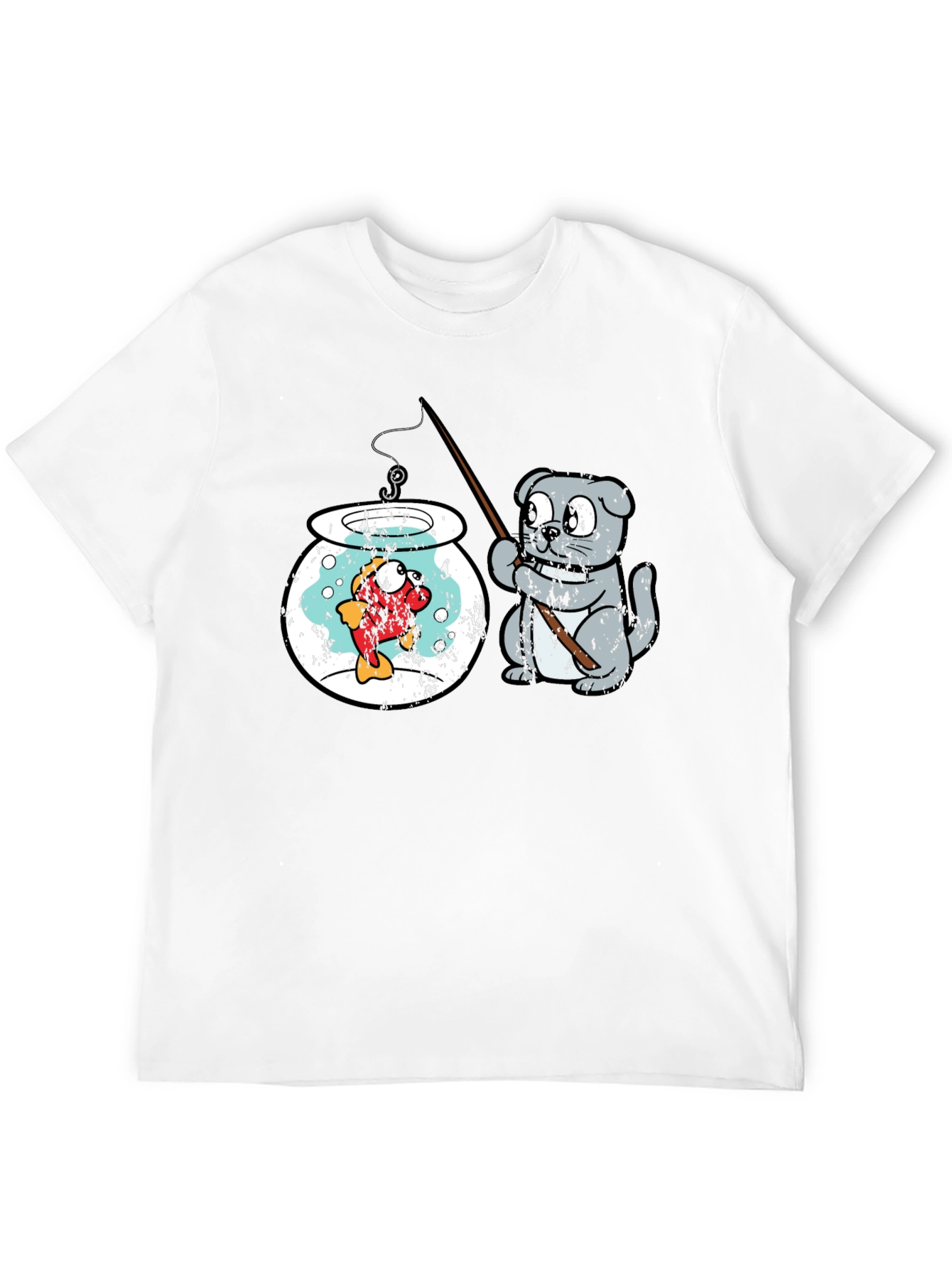Funny Fishing T-Shirt Cat Trying to Catch Fish