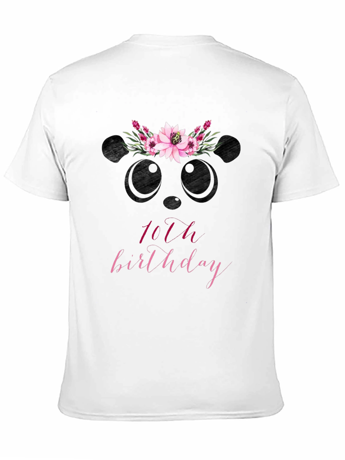 Cute Panda 10th Birthday Black T-shirt