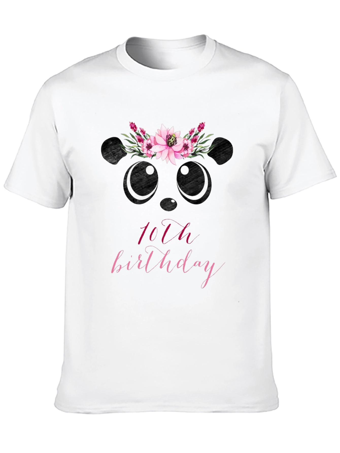 Cute Panda 10th Birthday Black T-shirt