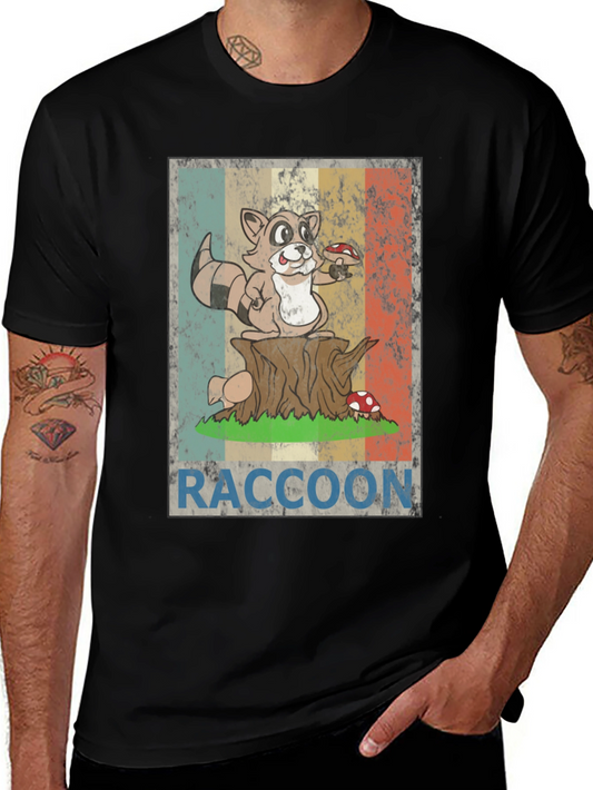 Raccoon Vintage Style Graphic Tee - Nature Lovers T-Shirt