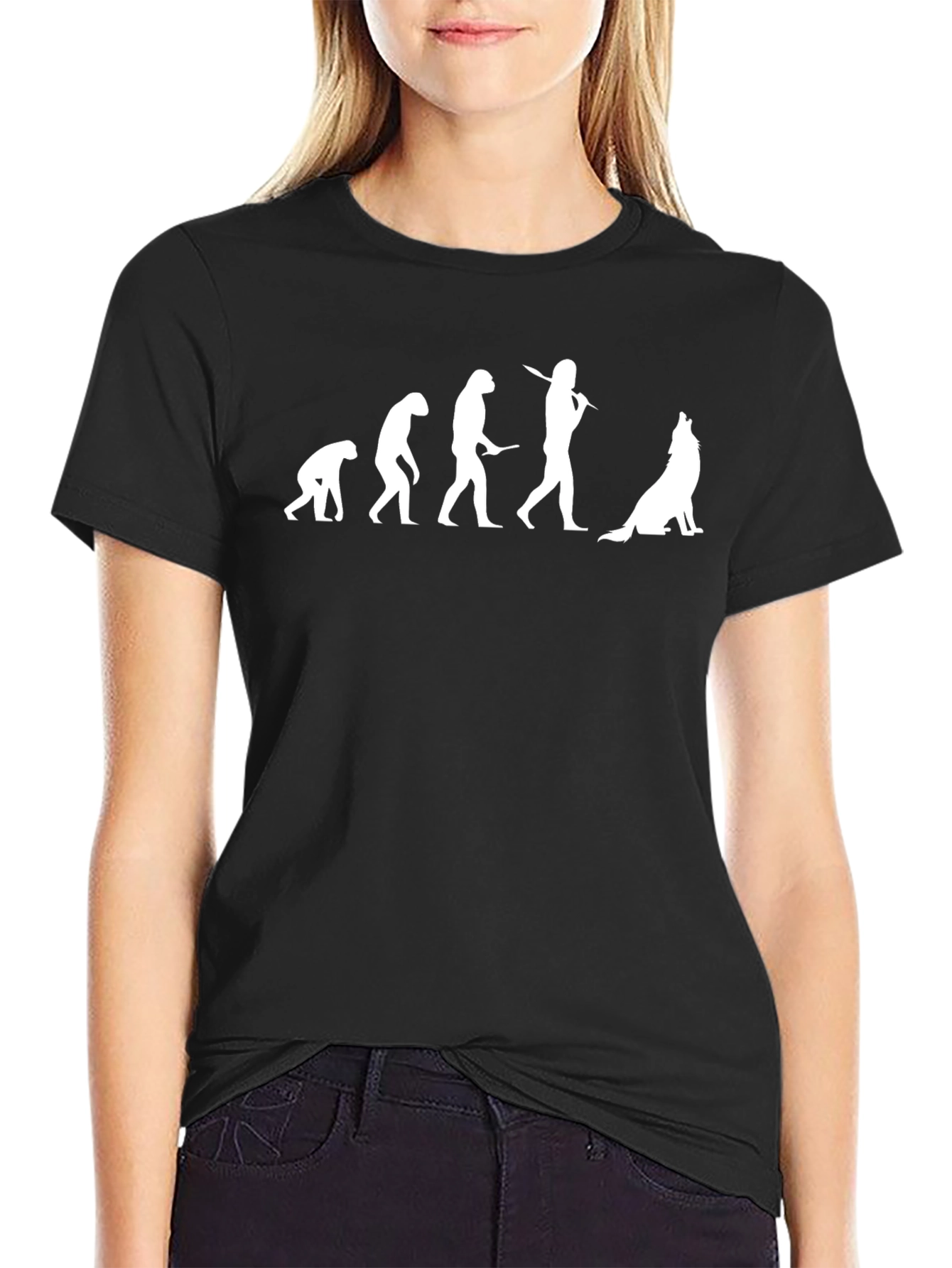 Evolution of Man to Wolf T-Shirt - Black