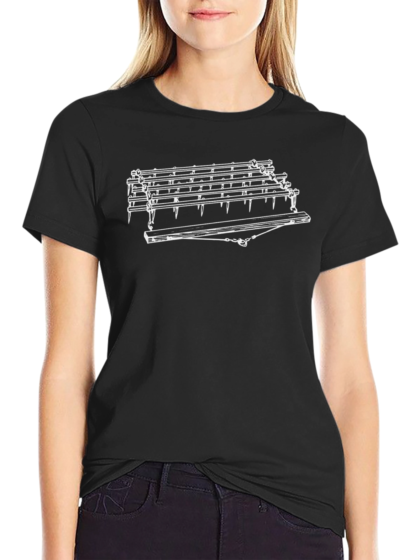 Unique Black T-Shirt with Machine Design