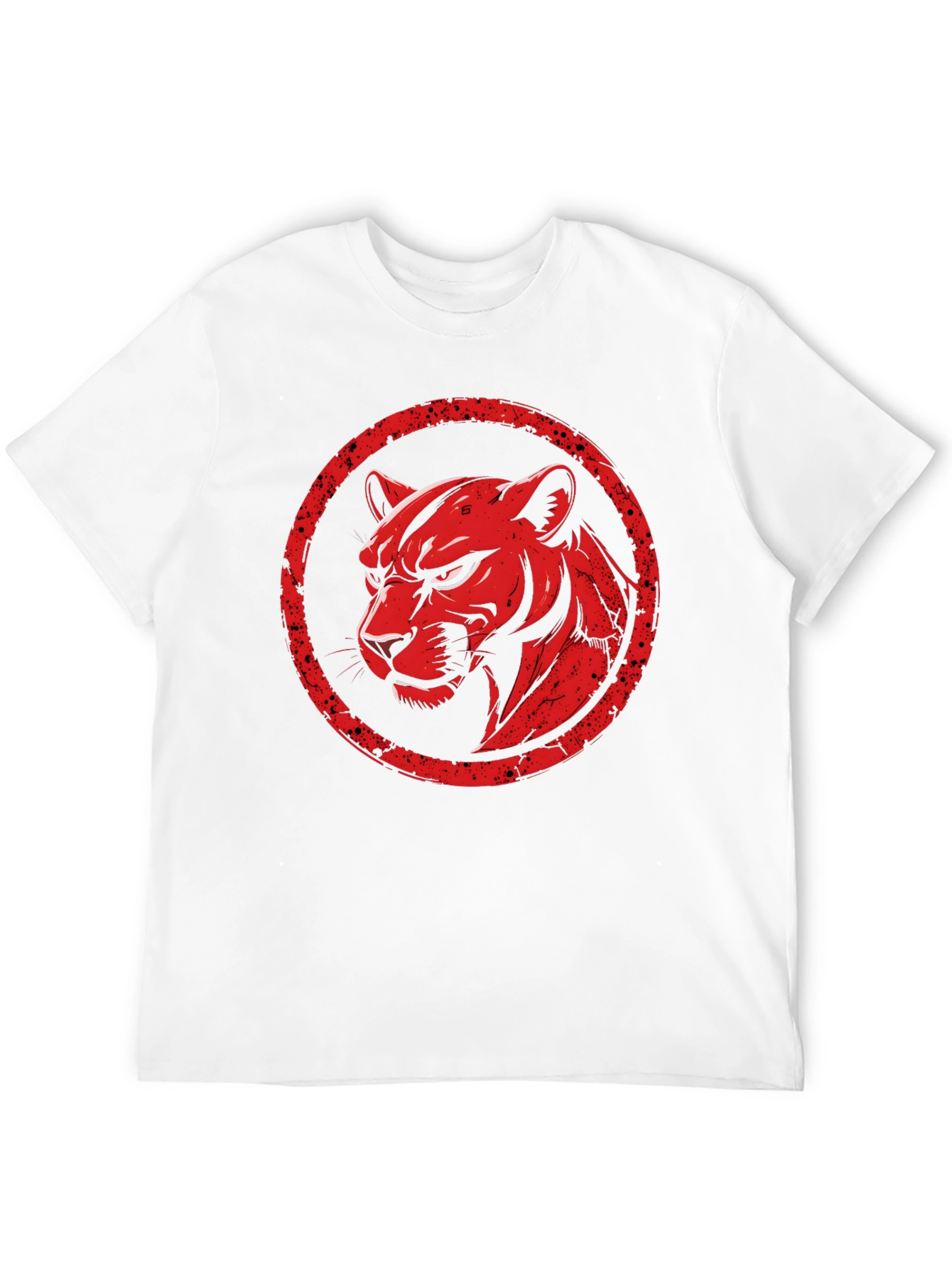 Red Panther Graphic Print Black T-Shirt