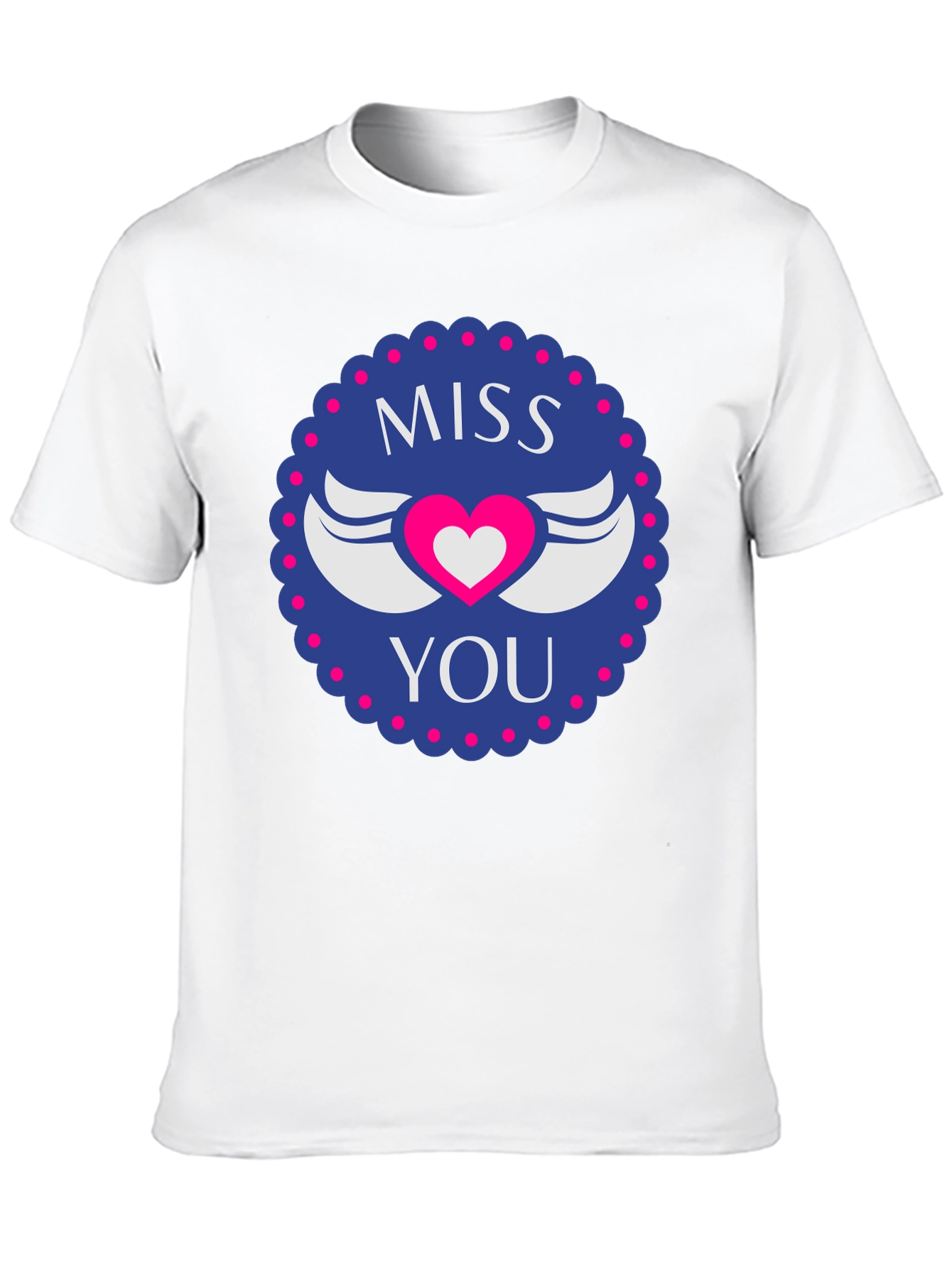 Miss You Heart Wings Graphic Black T-Shirt