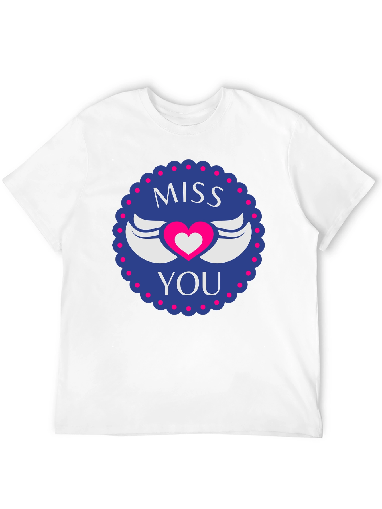 Miss You Heart Wings Graphic Black T-Shirt