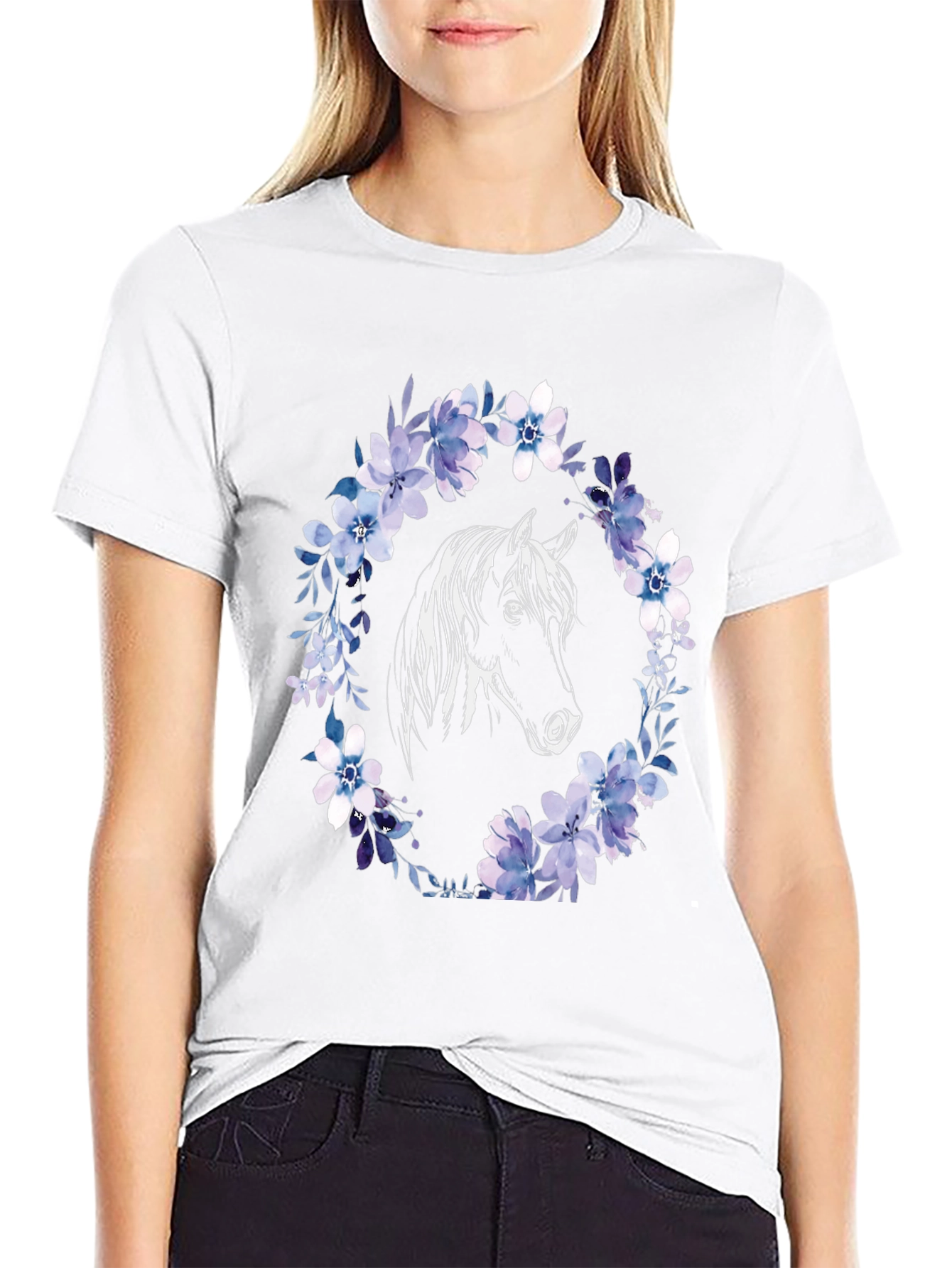 Horse & Floral Wreath Graphic Tee