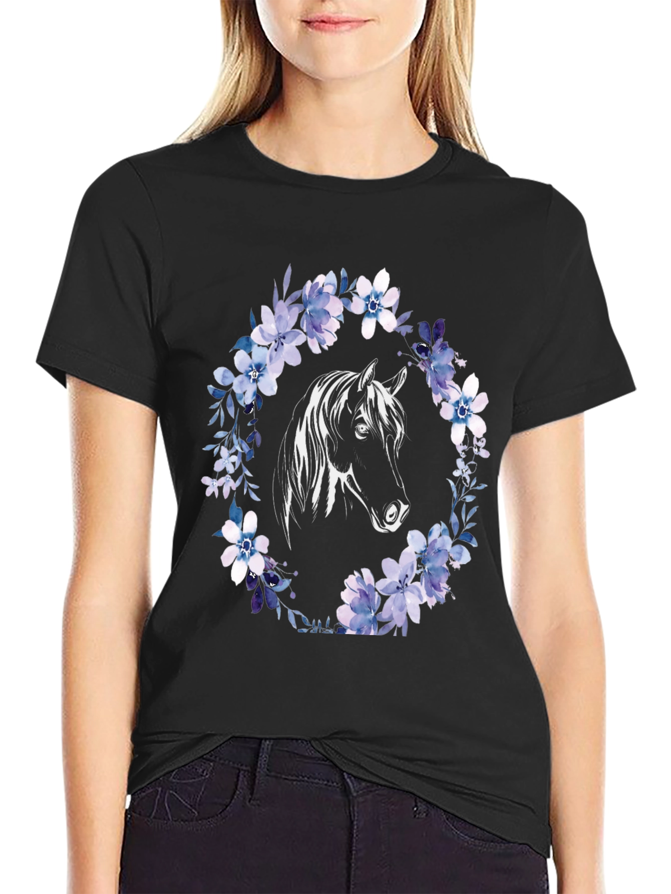 Horse & Floral Wreath Graphic Tee