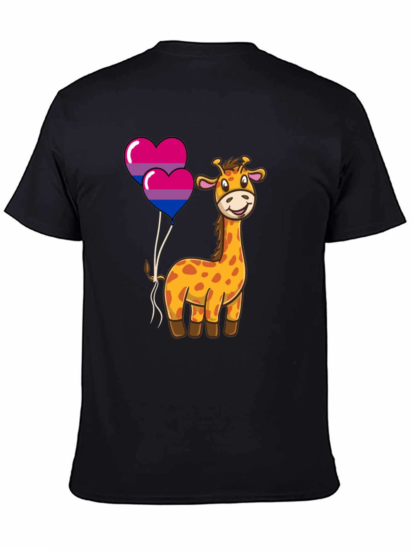Bisexual Giraffe Heart Balloons Graphic T-Shirt