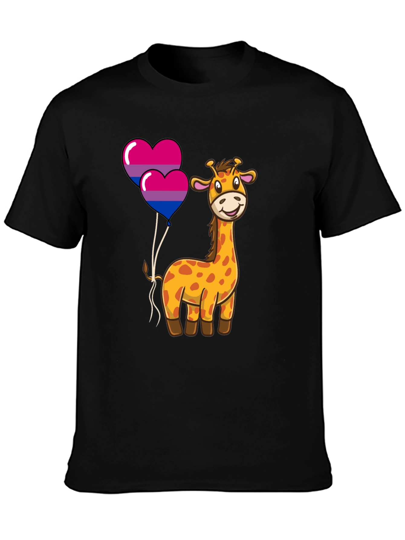 Bisexual Giraffe Heart Balloons Graphic T-Shirt