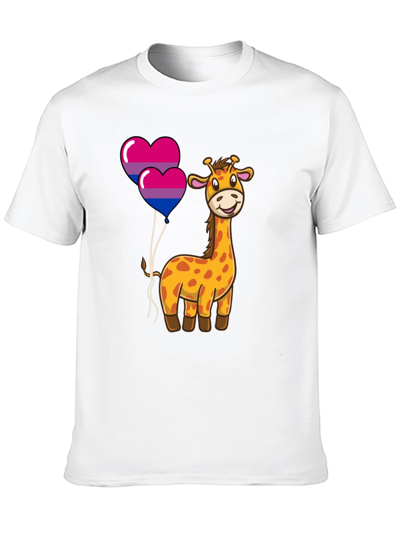 Bisexual Giraffe Heart Balloons Graphic T-Shirt