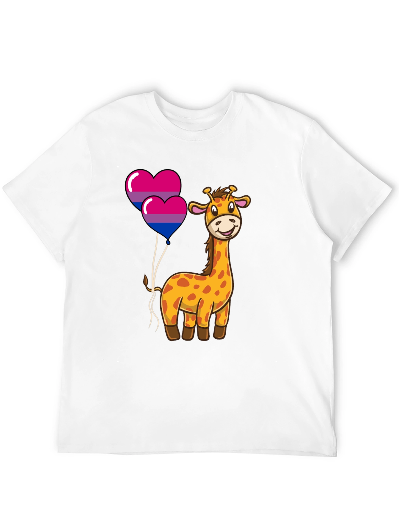 Bisexual Giraffe Heart Balloons Graphic T-Shirt