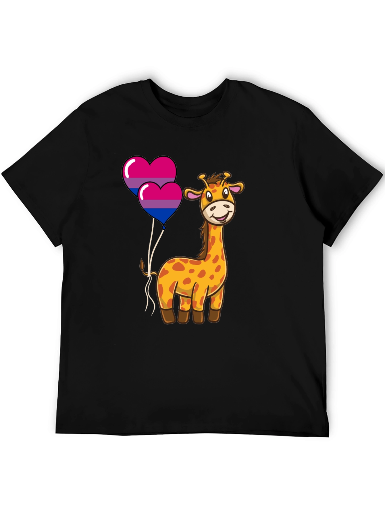 Bisexual Giraffe Heart Balloons Graphic T-Shirt