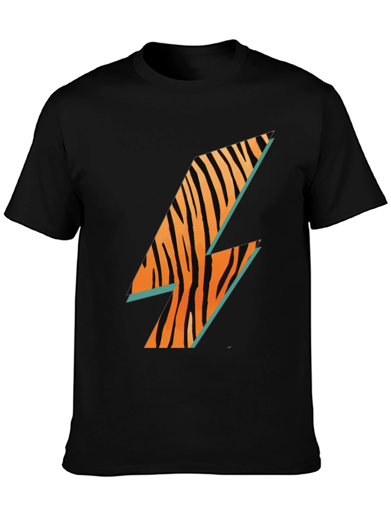 Cool Tiger Lightning Bolt Black T-Shirt